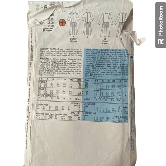 Vtg Butterick 3946 Dress Miss 6-10 Midi 80s Drop Waist Preppy Feminine Old Money - Picture 4 of 5